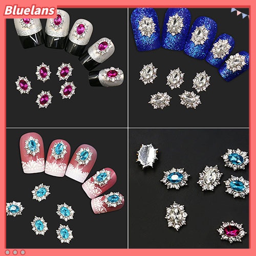 [BLM] Stiker Nail Art Kristal Berlian Imitasi Alloy Wanita Gadis Dekorasi Bunga 10Pcs /Set