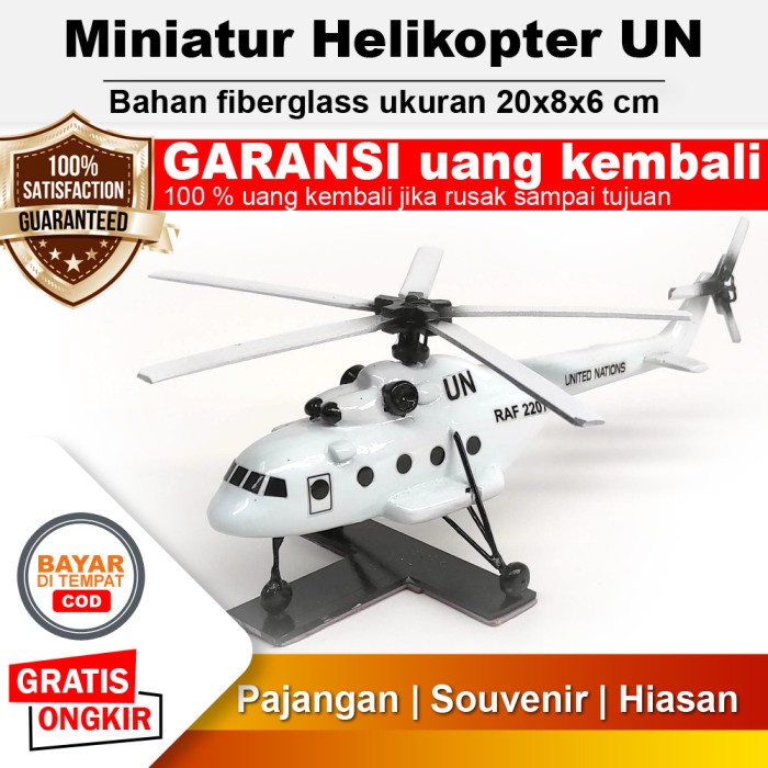 Miniatur Pesawat Helikopter UN United Nations Pajangan Hiasan Dashboard Mobil Helicopter