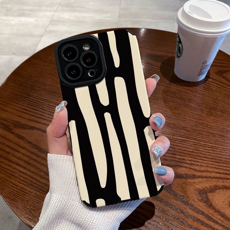 All New Hot Fashion Leather Soft Case IPhone 6S 7 Plus 8 Plus X XS XR XS Max 11 13 12 14 PRO Max 14 Plus SE Mini Phone Case Girl Girl Women Irregular black and white stripes