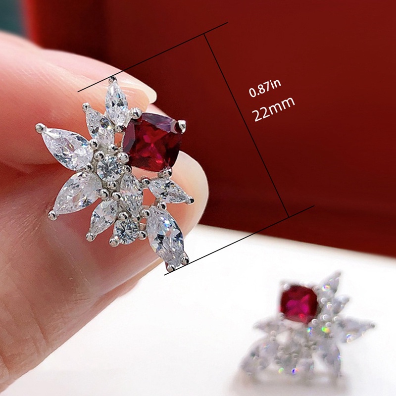 Indah Merah Cubic Zirconia Wanita Anting Ear Stud Piercing Mewah Elegan Lady's Earrings Untuk Pesta Perhiasan Fashion Baru