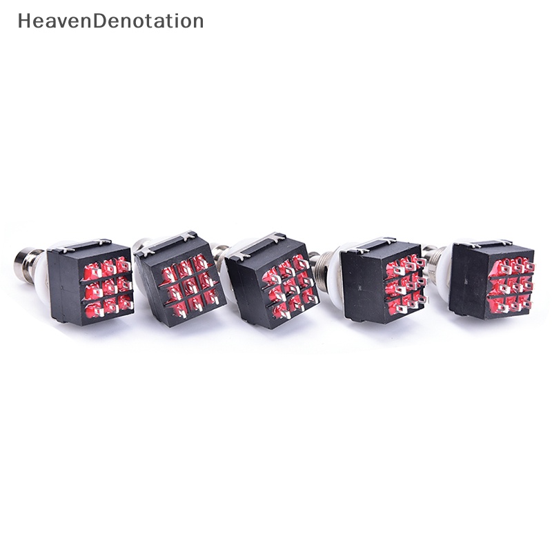 [HeavenDenotation] 5pcs 3PDT 9-Pin Efek Gitar Injak Saklar Pedal Kotak Kaki Metal True Bypass HDV