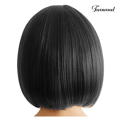 Twowood Wanita Fashion Rambut Pendek Lurus Penuh Cosplay Party Bob Hair Pesta Malam Wig