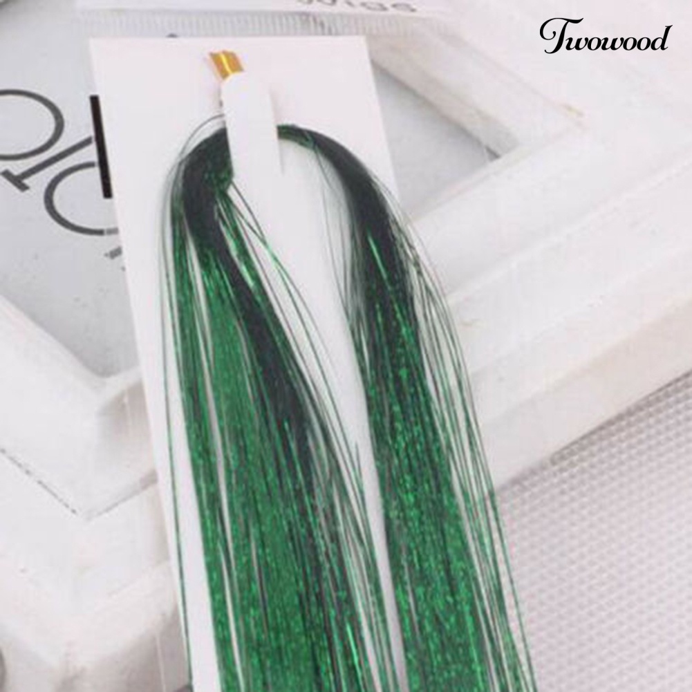 Twowood Tahan Panas Glitter Wig Lurus Panjang Mengkilap Mulus Hair Extension Sopak