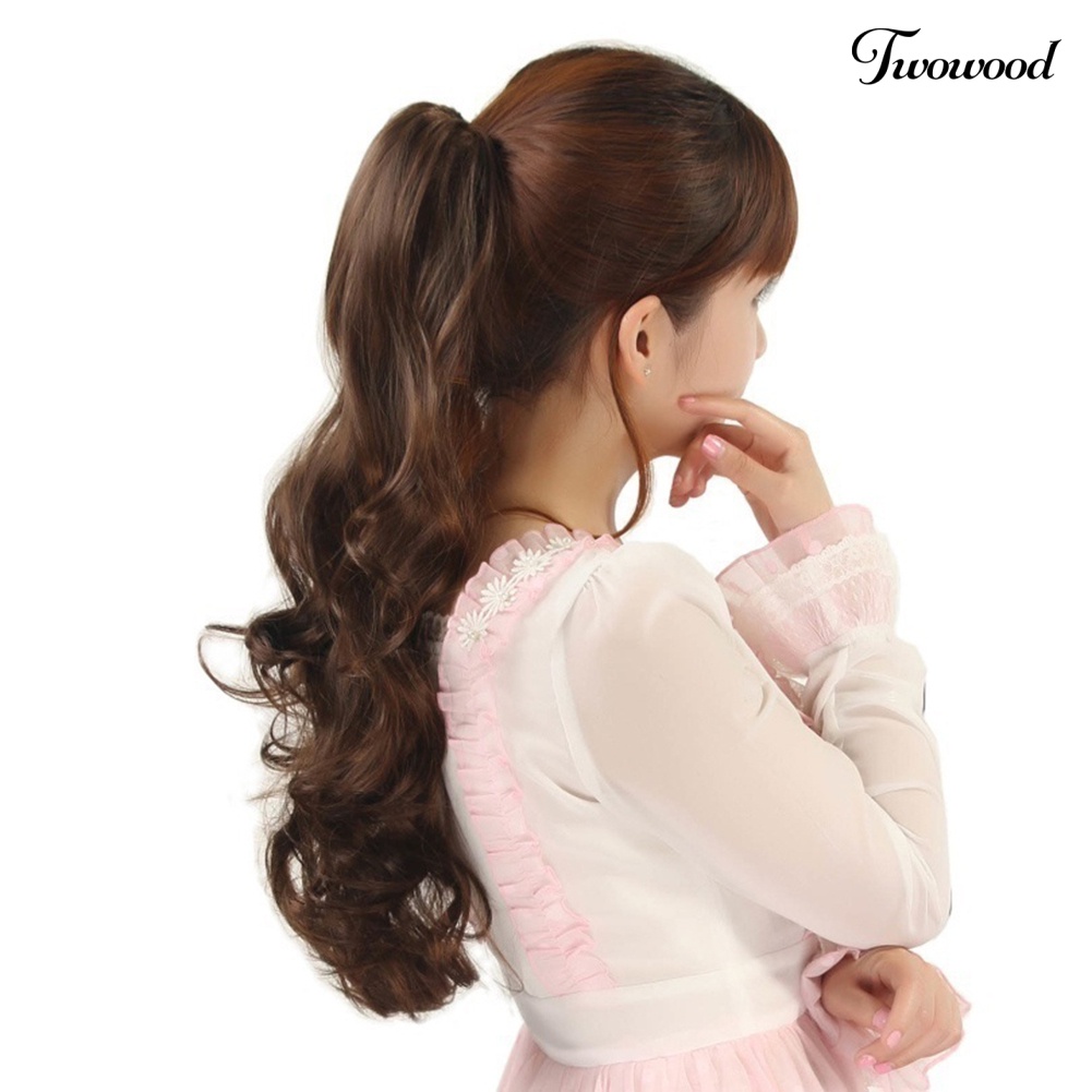 Twowood Wanita Fashion Panjang Keriting Sopak Ponytail Claw Clip Bergelombang Rambut Wig Ekstensi