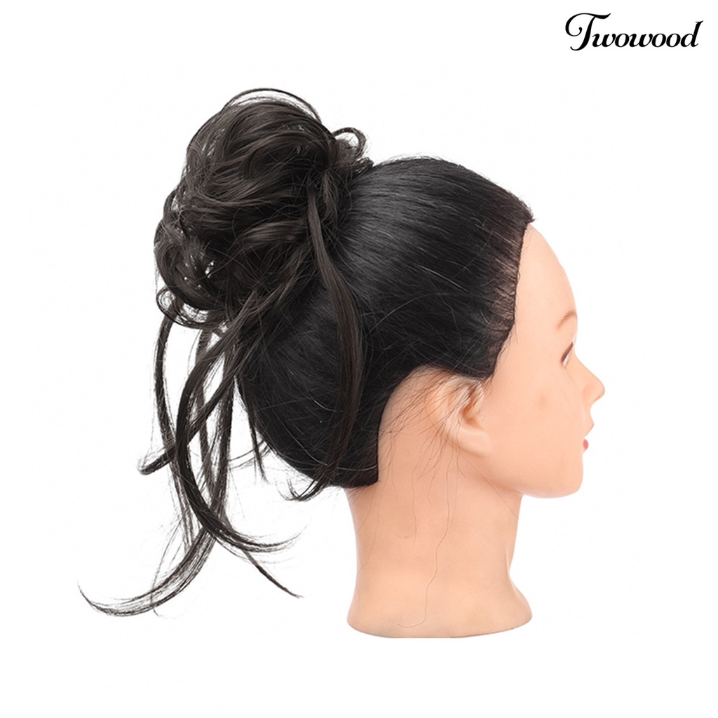 Twowood Wig Messy Effect Fluffy Hair Breathable Sanggul Rambut Chignon Messy Scrunchie Elastis Untuk Pesta