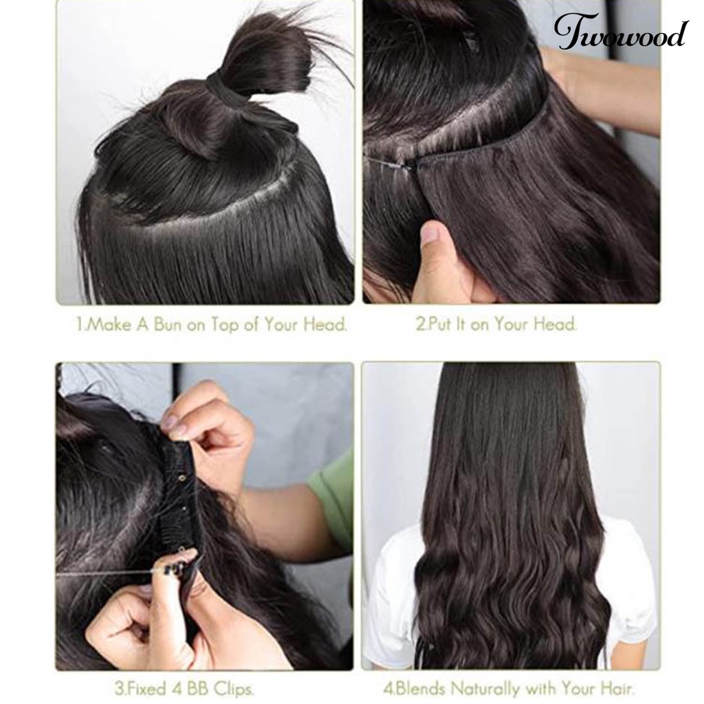 Twowood Wig Piece Tanpa Jejak Non-Simpul Berbulu Alami Menebal Rambut Ikan-Garis Gaya Eropa Dan Amerika Mulus Keriting Wig Wanita Digunakan