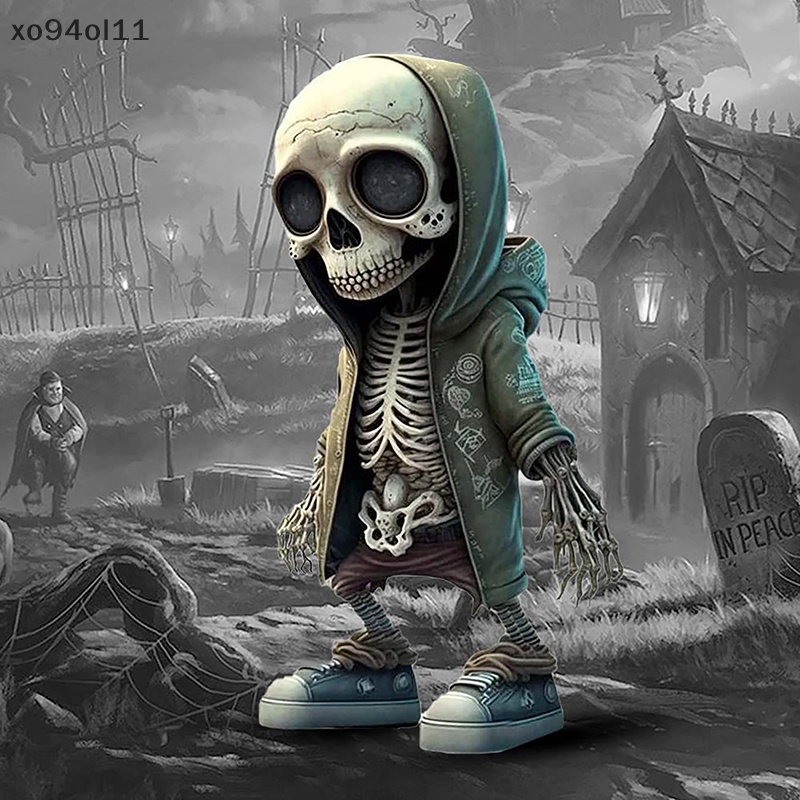 Xo Patung Kerangka Keren Halloween Skeleton Doll Resin Ornamen OL