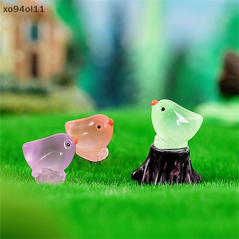 Xo 2Pcs Bercahaya Warna Chick Ornamen Mini Kartun Hewan Boneka Mikro Lanskap Dekorasi Rumah Boneka Miniatur Mainan OL