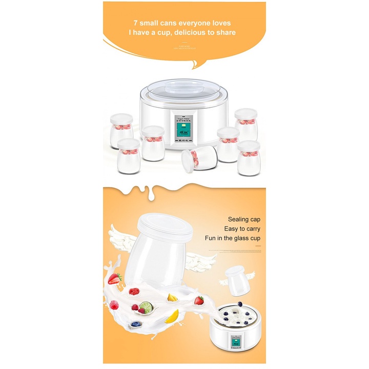 12 Automatic Electric Yogurt Maker Machine with 7 Cups - 1.5L Capacity