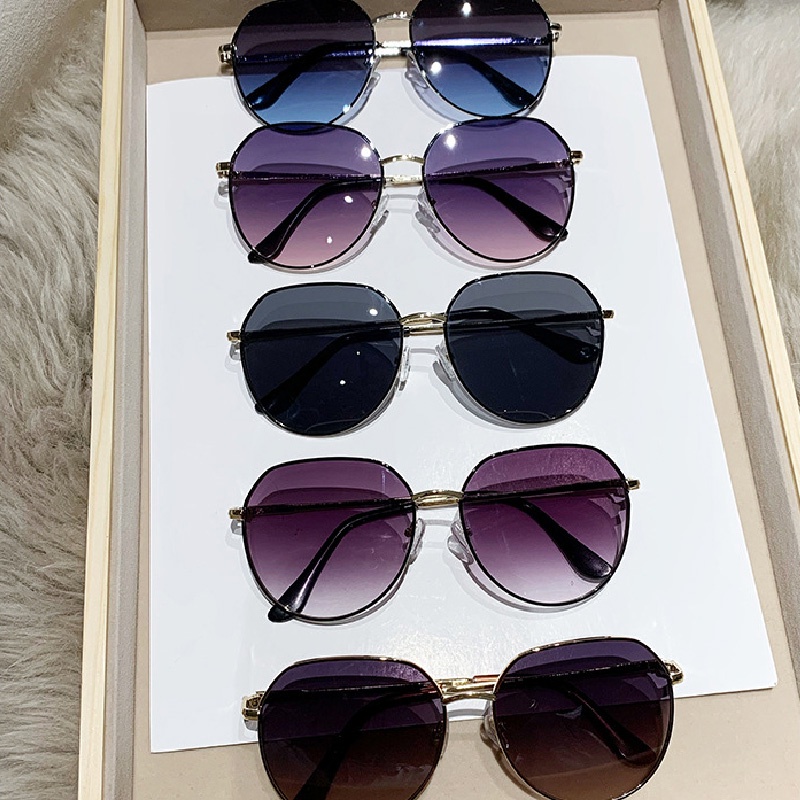 (YUZHU) Korea Fashion Bingkai Logam Kerai Kacamata Hitam Pilot Wanita Anti UV Sunglasses