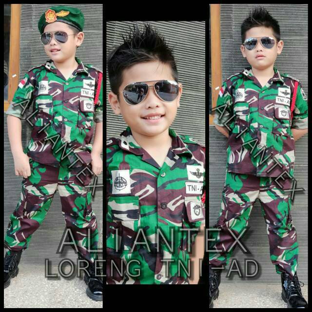 TERMURAH PELUIT TALIKUR BARET EMBLEM KOSTUM BAJU PROFESI LORENG TNI-AD ANAK TERLARIS