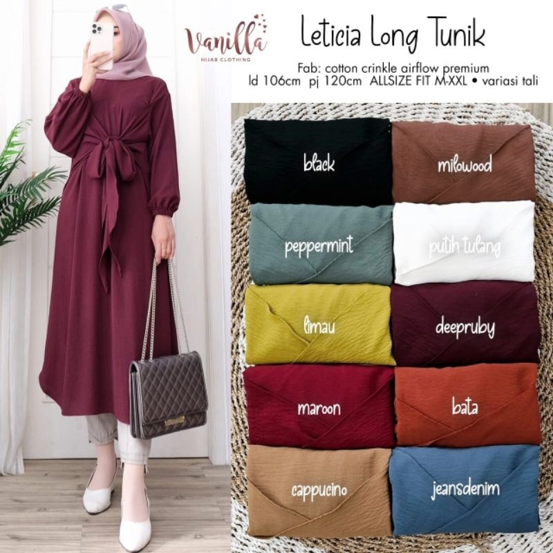 LETICIA LONG TUNIK ORI BY VANILLA | Cotton Crinkle Airflow