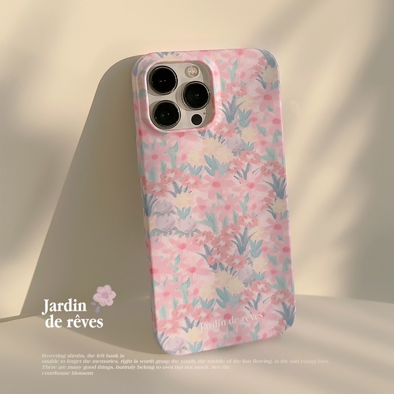 INS Flower Sea Hard Plastic Case HP iP iPhone 7 8 14 + Plus SE 2020 2022 X XR XS 11 12 13 Pro Max FTD Girl Woman Casing Apple