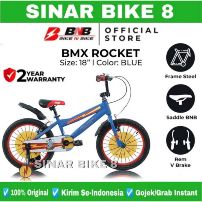 Sepeda Anak Laki Ukuran 12 &amp; 18 Inch BMX BNB ROCKET Ban Jumbo 3.0