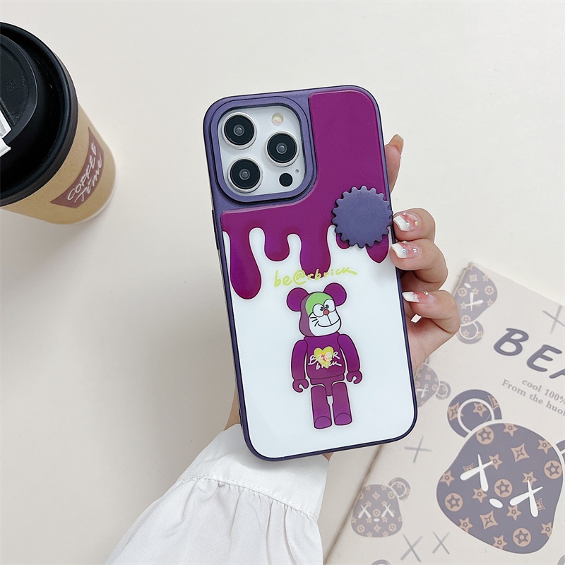 IPHONE Violent Bear Rotating Face Changing Phone Casing Cocok Untuk Iphone14 13 12 11 Pro Max 14Plus Kartun Mekanik Fun Casing Pelindung