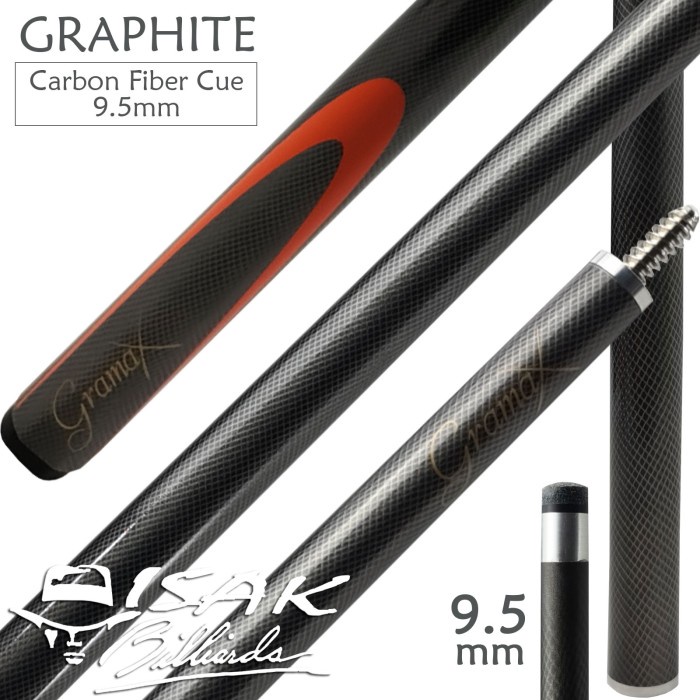 Stik Bola Kecil 9.5mm Black | Carbon Fibre Graphite Cue Stick Snooker