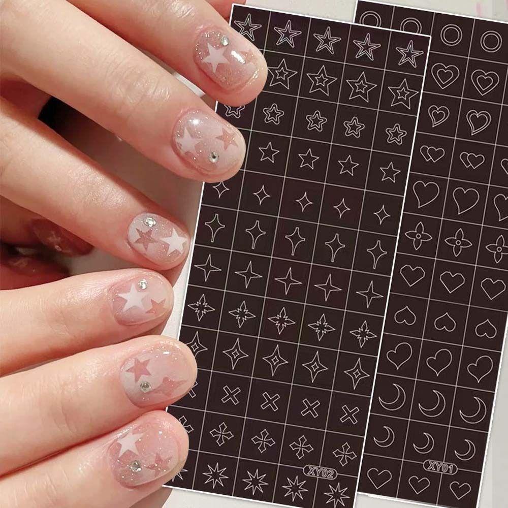 AUGUSTINA Agustinina Berongga Spray Template Cinta Hati Fashion Cross Manicure Aksesoris Garis Perancis Dicat Tangan Kuku Decals