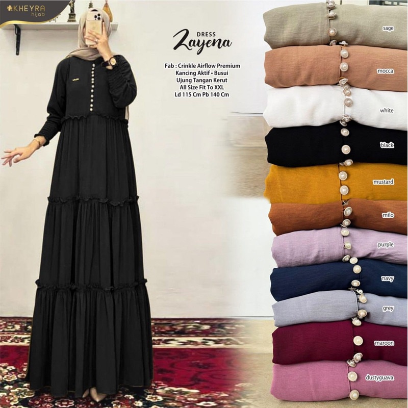 ZAYENA DRESS ORI KHEYRA | Ld115 Crinkle Airflow Premium