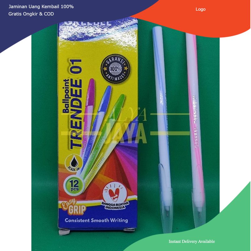 Pulpen Pena Ballpoin Grebel 1 Pack Isi 12 Pcs