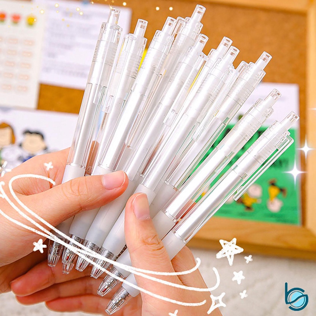 

Pulpen Sederhana Muji Style Transparan 0.5mm Black Ink Signature Gel Pen - Best Stationary