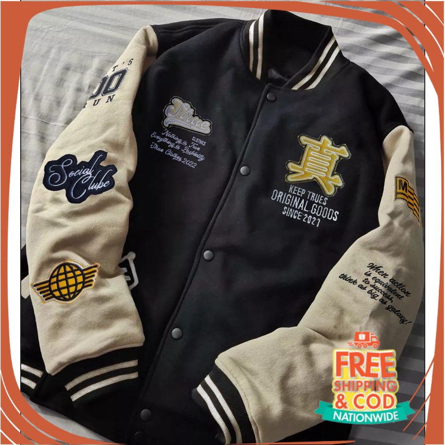 JAKET PERGI CAFE TREVELING KONSER/ Jaket Varsity Baseball Original Ful Bordir - Jaket Bomber Varsity