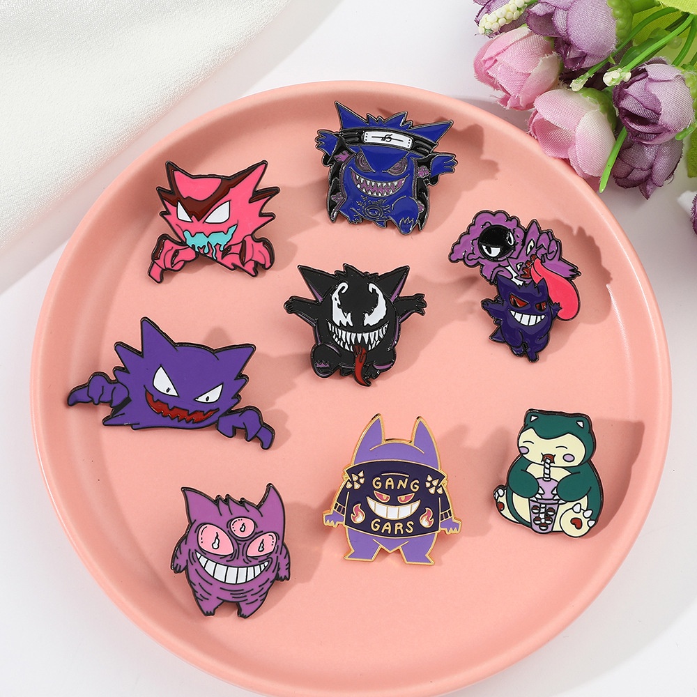 Kawaii Game Anime Gengar Enamel Pin Kartun Gengar Bros Lencana Logam Ransel Dekorasi Perhiasan Hadiah Untuk Penggemar Anak-Anak