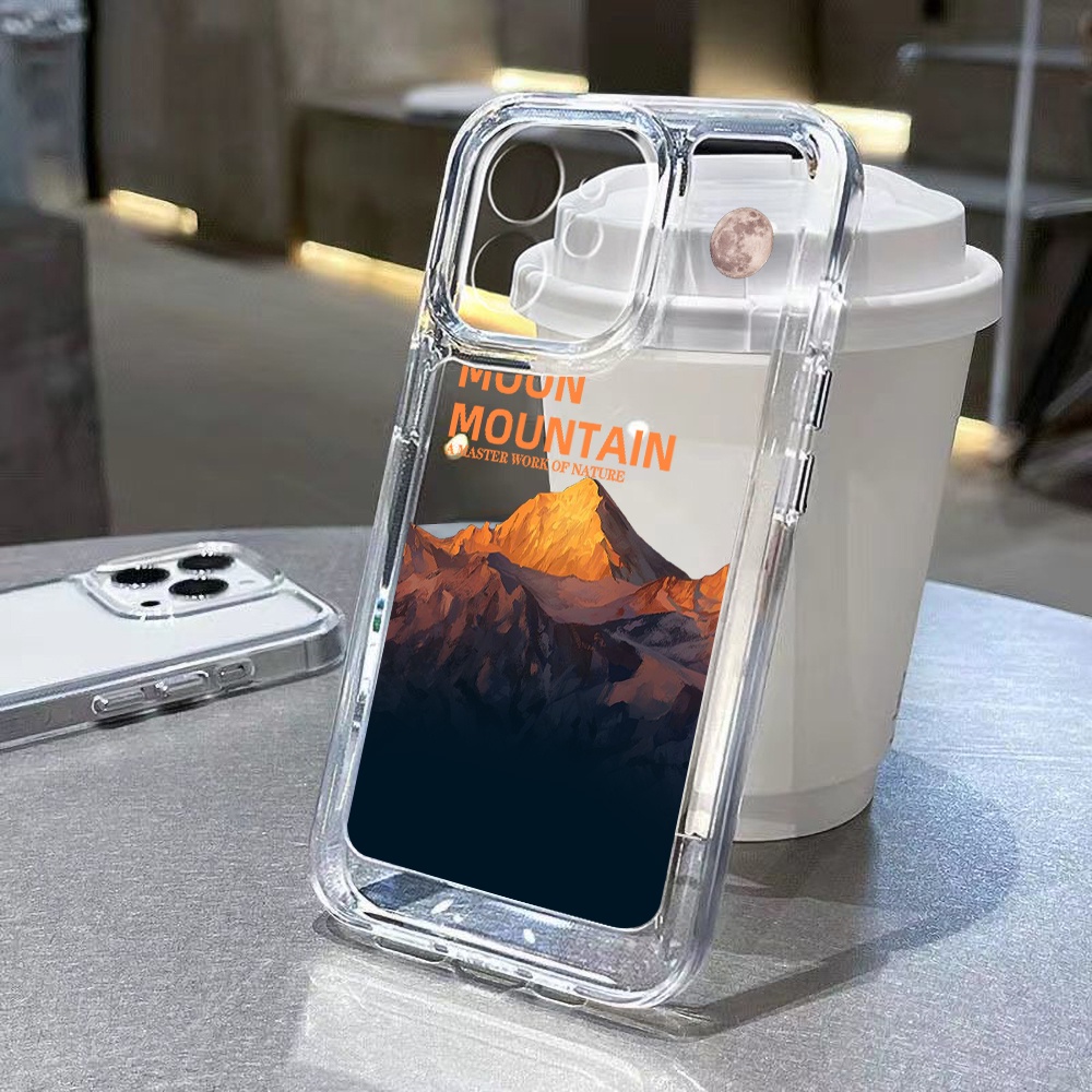 Casing Gunung Bulan Untuk Redmi Note10 11 11E 11S 12 8 8T 9 9S 10 Xiaomi 11T 12T 13Pro 13 Mi 10 10 Pro 10T Lite 10T 11 12 Poco F3 F4 M3 X3 X4 X5 Pro Akrilik Space Cover Belakang TPU