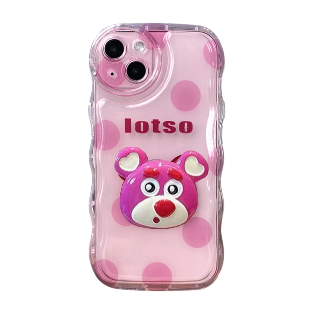 Redmi Note12 Pro Note 11 Note11S Poco C40 Redmi10 10C 10A 9C 9A 9T Note10 Note9 Note8 Poco M3 Pro X3 NFC Redmi A1 A2 Cute Strawberry Bear Manyo Bracket Wavy Edge Back Soft Case