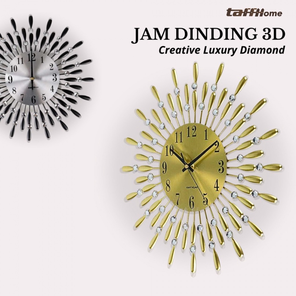 TaffHOME Jam Dinding 3D Quartz Creative Luxury Diamond 37 cm - H74