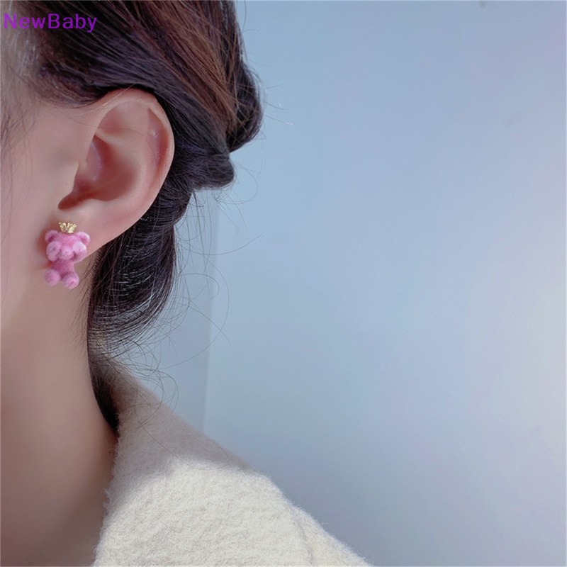 Newbaby Lucu Berkelompok Beruang Mewah Pejantan Anting-Anting Gadis Kawaii Hewan Anting Perhiasan Hadiah Pesta ID