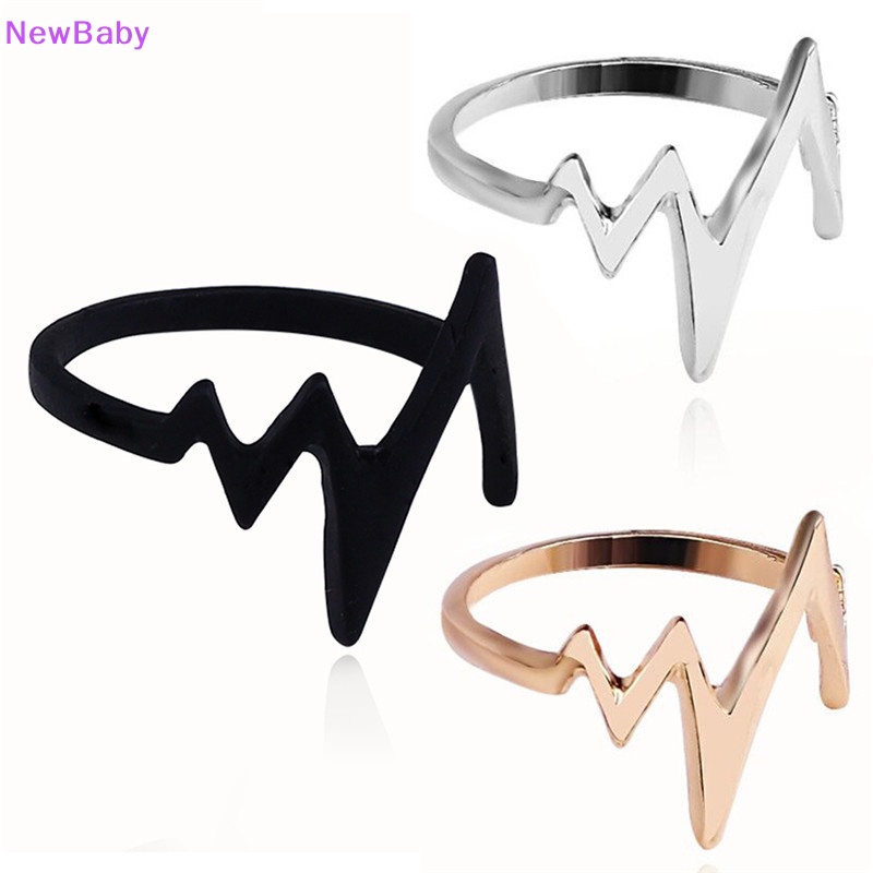 Newbaby Vintage Heartbeat Ring Women Adjustable Electrocardiogram Ring Women Jewelry ID