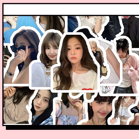 60pcs /set Hitam-Pink NJ STRAY KIDS Stiker Laptop Ponsel Koper DIY Dekorasi Straykids NJ Black Pink Pasta Tahan Air