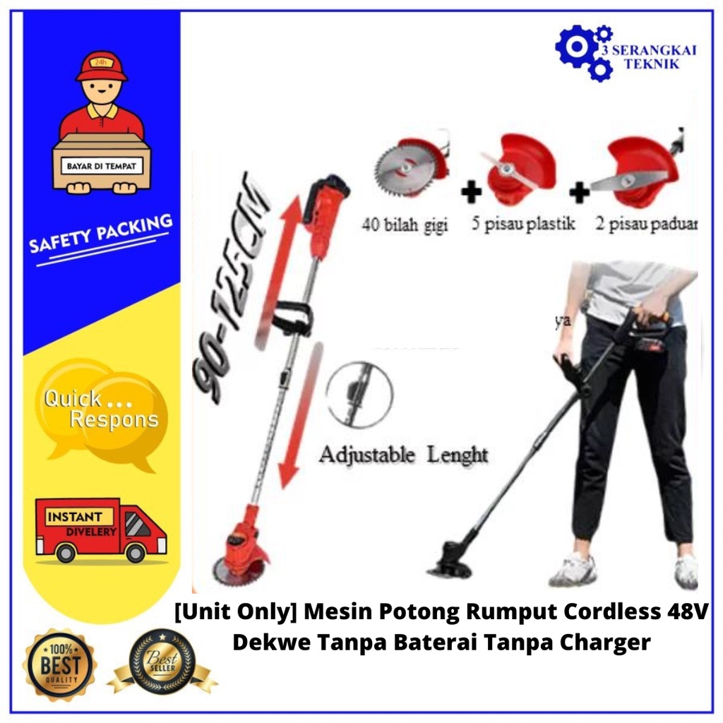 [UNIT ONLY] Mesin Potong Rumput Cordless Tanpa Baterai Tanpa Charger 48Vf Dekwe