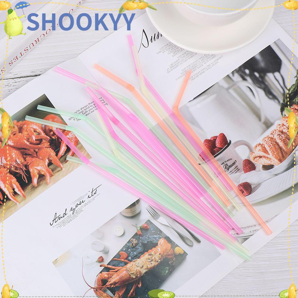 Chookyy 100Pcs Plastik Lengkung Baru Disposable Bar Party Extra Long