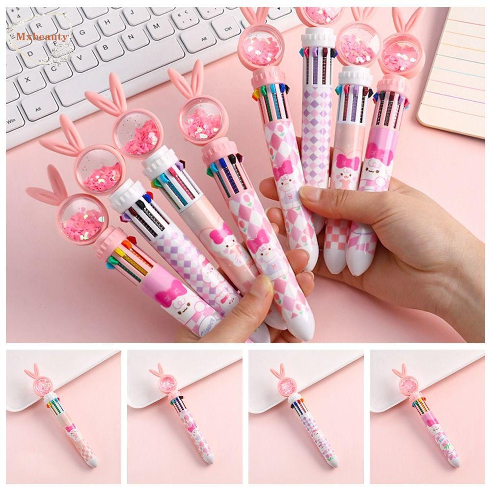 Mxbeauty Pulpen Aneka Warna Gambar Kawaii Lucu Bentuk Kelinci Bolpoin Quick Dry 0.5mm Untuk Alat Tulis