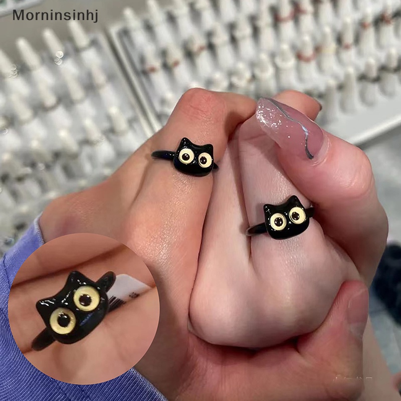 Mornin Gaya Lucu Fashion Mata Kucing Manis Pasangan Jari Cincin Kelinci Hewan Pembukaan Adjustable Aksesoris Cincin Untuk Wanita Perhiasan Hadiah id