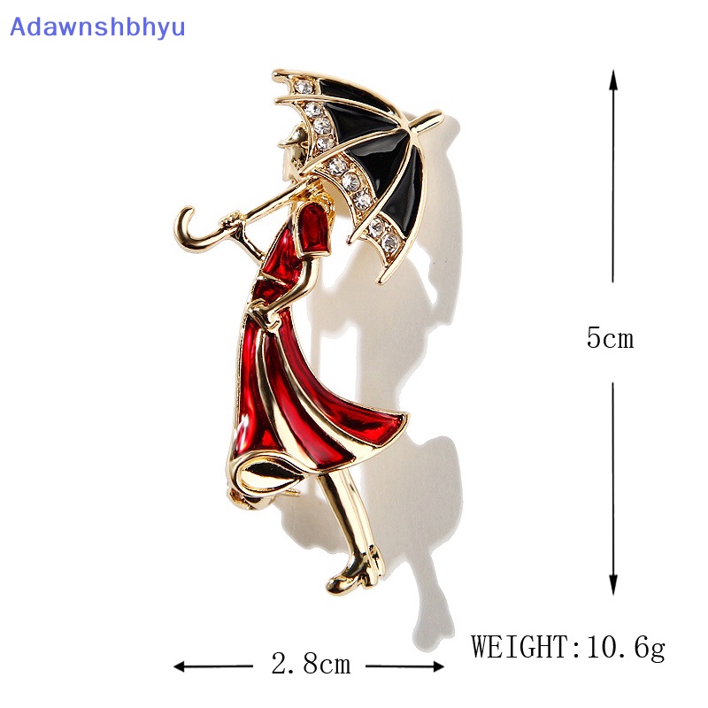 Adhyu Bros Lady Retro Elegan Akrilik Untuk Wanita Desainer Mengambil Payung Beauty Figure Brooch Pin Hadiah ID