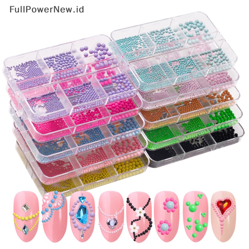 Power 6kisi Manik-Manik Kuku Manikur Campuran 3D Ch Perhiasan Bola Nail Art Dekorasi ID