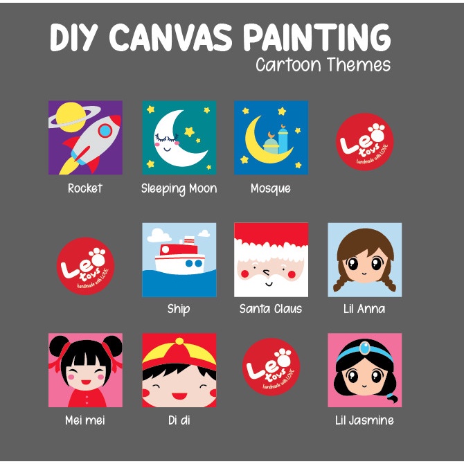 

DIY melukis kanvas anak cat lukis canvas paint by leo toys number 2 - paketPolos