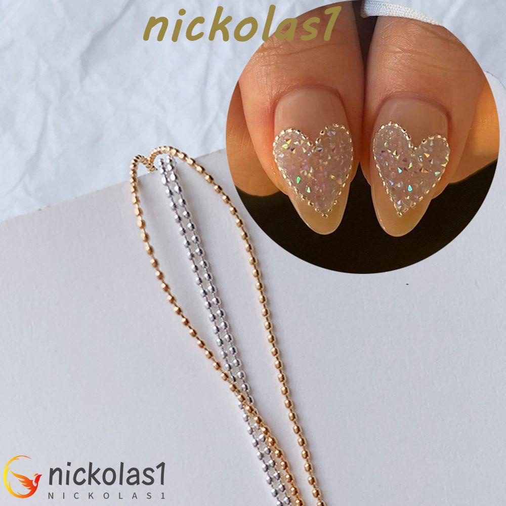 Nickolas1 Rantai Nail Art Gadis 40CM Emas Perak DIY Perhiasan Kuku 3D Dekorasi Nail Art