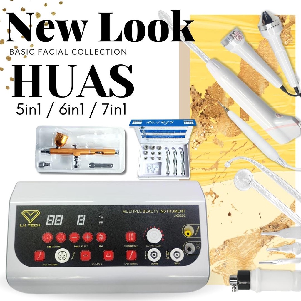 New Look Basic Facial Huas 5in1 6in1 7in1 Beauty Care Detox Vacuum Komedo HF Oxygen Spray Cauter