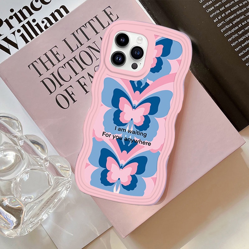 Soft Case OPPO A17 A15 A16K A57 A78 A58 Reno 8T A54 A12 A5S A7 A94 A93 A3S A11k A53 A31 A52 A74 A95 A96 A92 A37 F9 A1K A76 A36 5F A9 Warna Warni Kupu Gelombang Tepi TPU Phone Cover