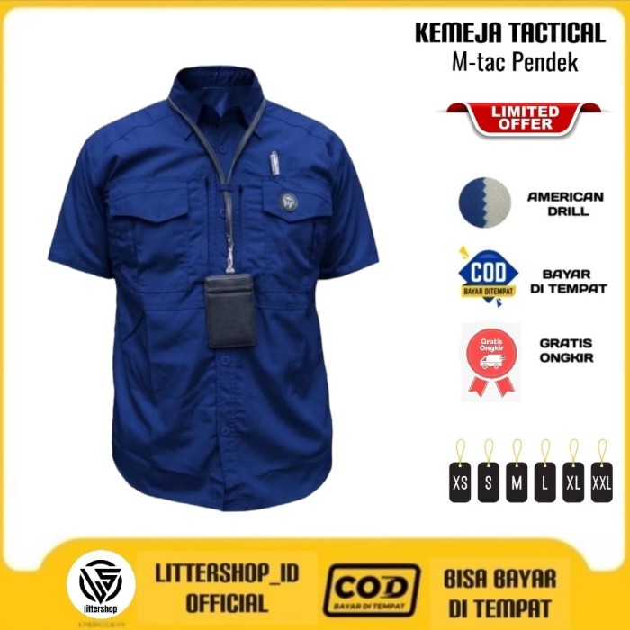 Kemeja Tactikal PDL Lapangan Outdoor Baju Taktikal Komunitas Kerja - Biru Nevi, S