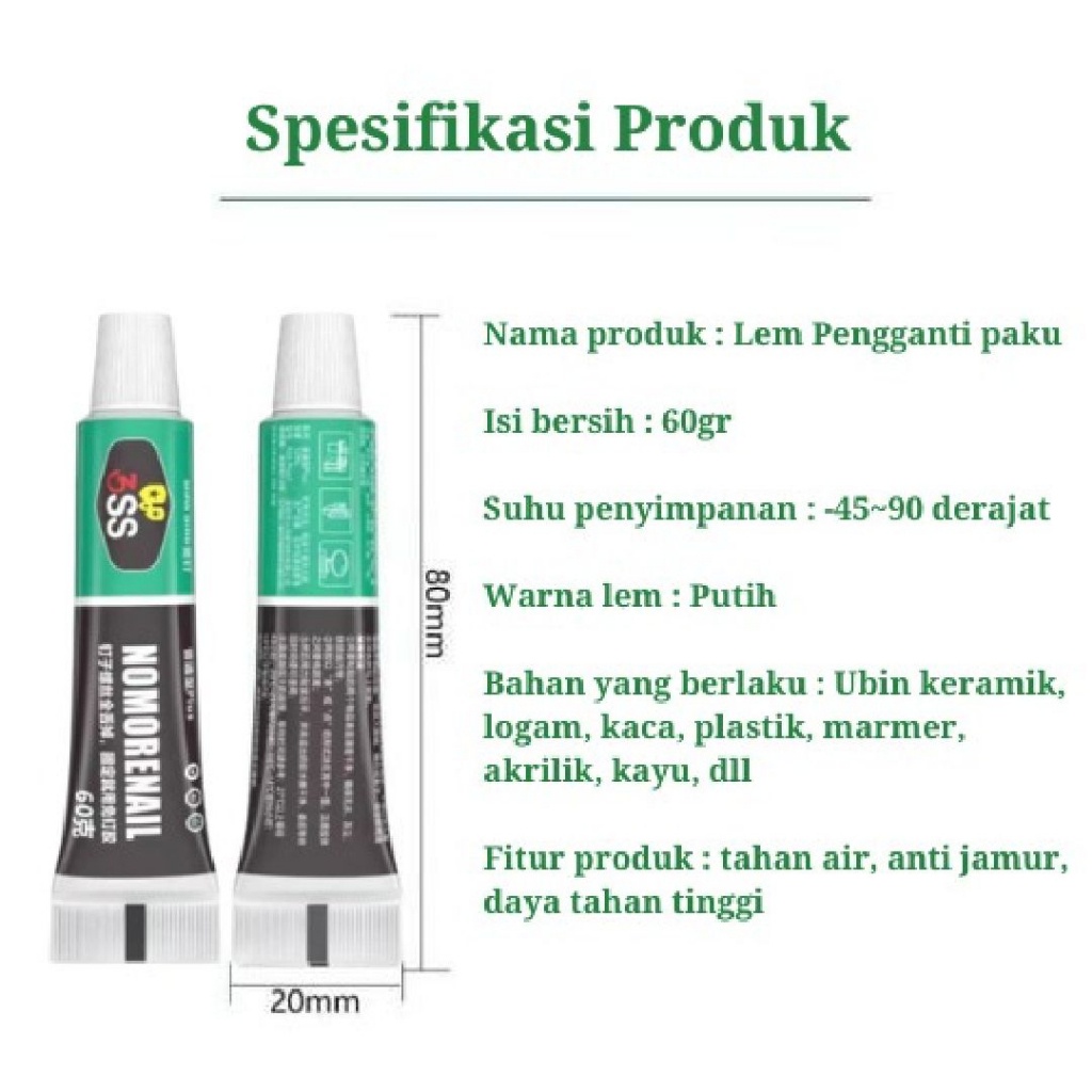 (60GR) LEM PEREKAT PENGGANTI PAKU TEMBOK SUPER KUAT / NALL FREE ADHESIVE GLUE VERY STRONG