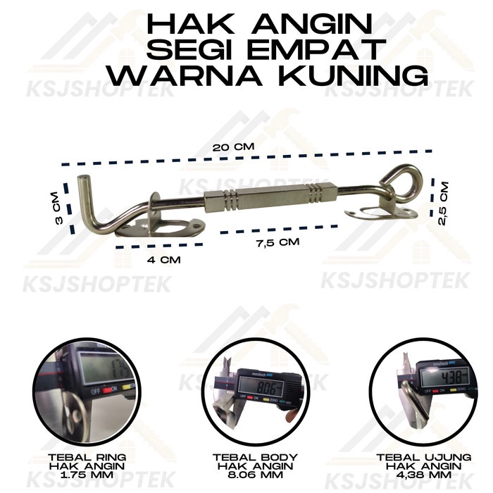Hak Angin Jendela Stainless Lamskar Cantolan Pengait Segi 4 PUTIH