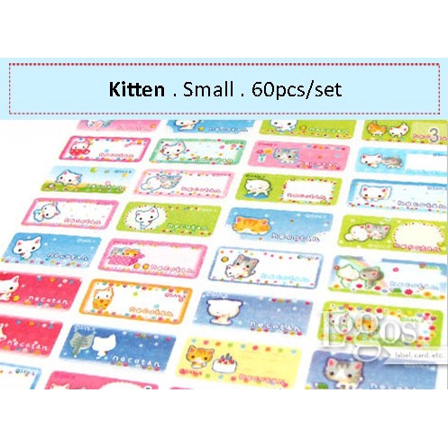 

Kitten SMALL Sticker Label nama. Stiker kucing cat kitty meow fish