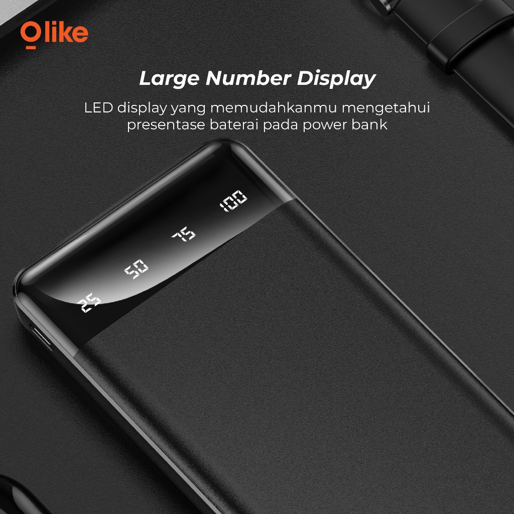 Olike P101 Powerbank 10000 mAh 12W Dual Input USB Micro Type-C LED Display