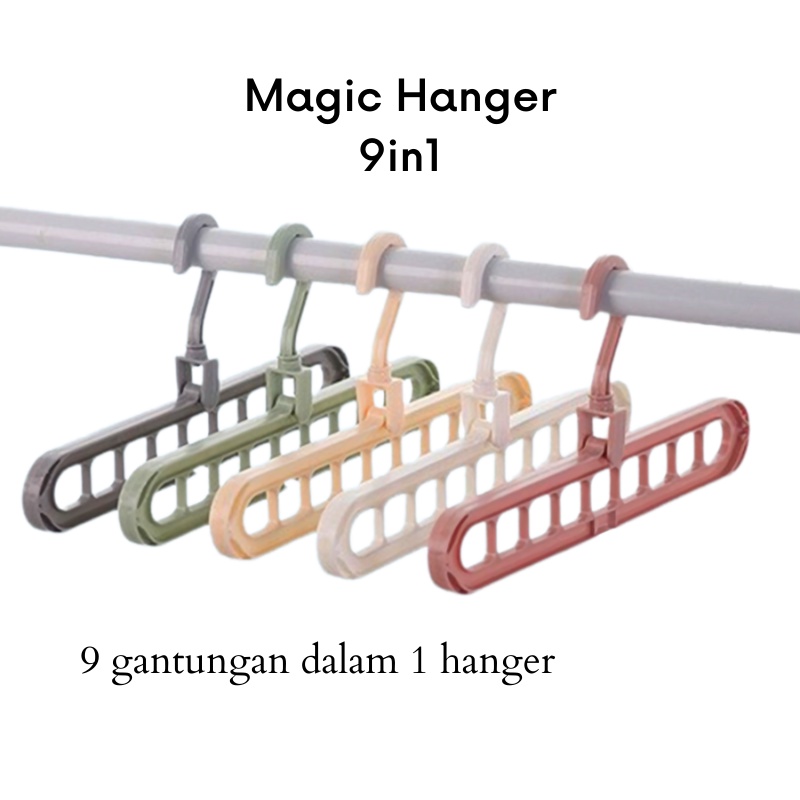 GOS - A204 - Magic Hanger 9 in 1 / Jemuran Pakaian 9 Susun Serbaguna / Gantungan Baju Celana Lemari