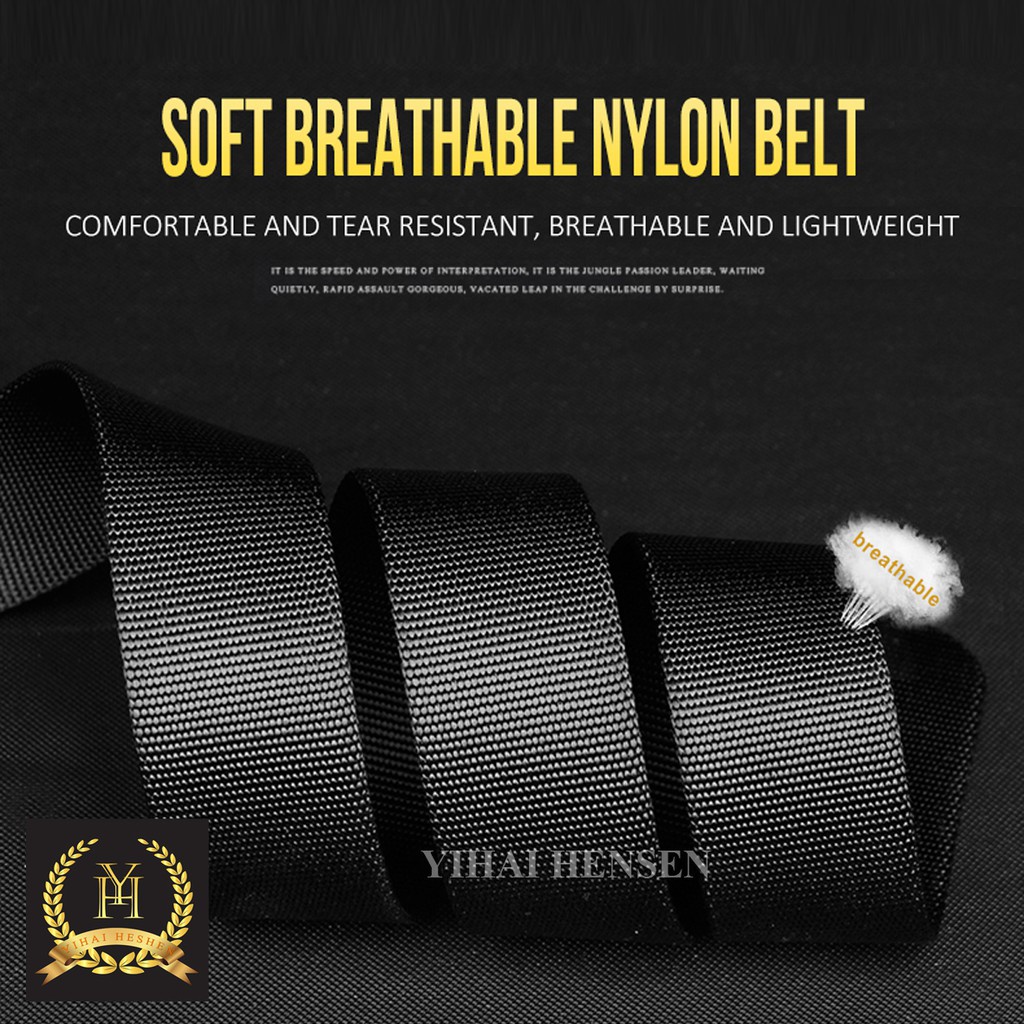 Ikat Pinggang Pria Canvas Nylon Belt Nylon Canvas Sabuk Pria Nylon Kepala Logam Besi -YH046