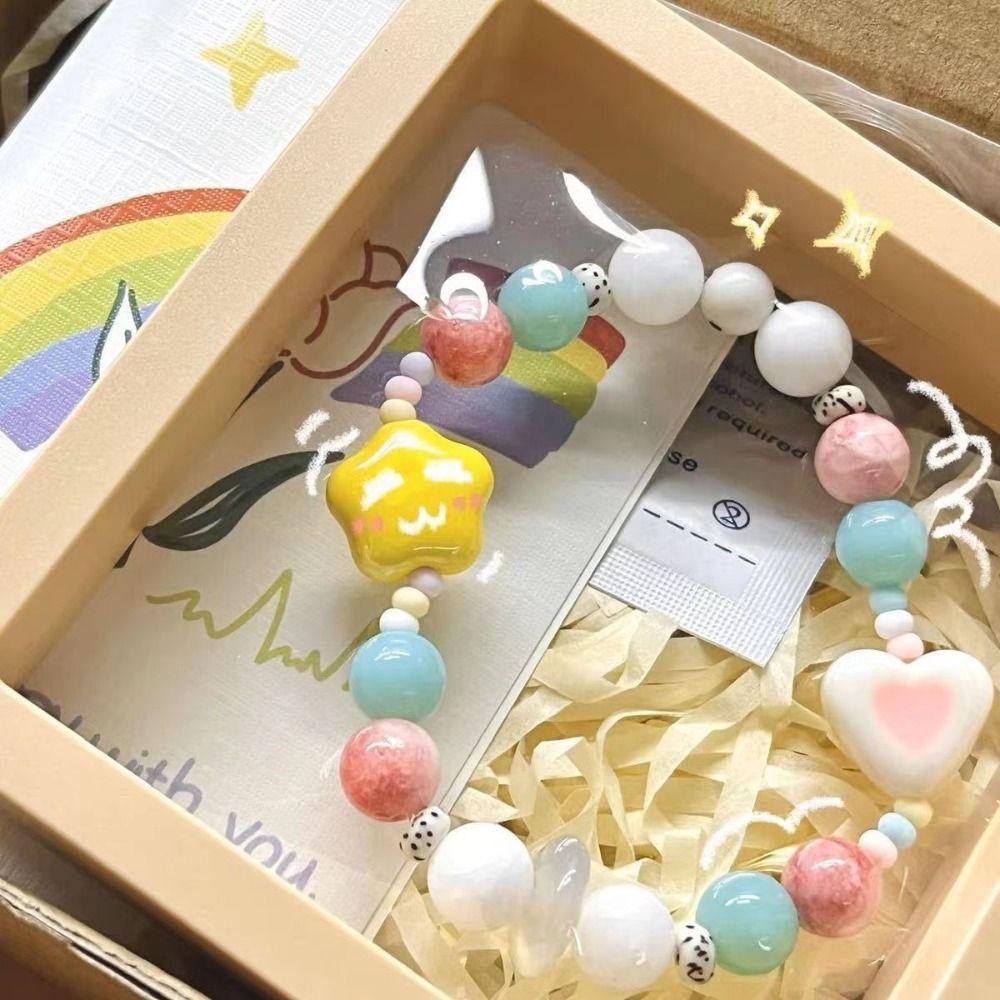 Mxbeauty Gelang Warna Permen Hadiah Kreatif Perhiasan Aksesoris Dopamin Aksesoris Tangan Cincin Retro Gaya Korea Bintang Charms Bracelet Untuk Wanita